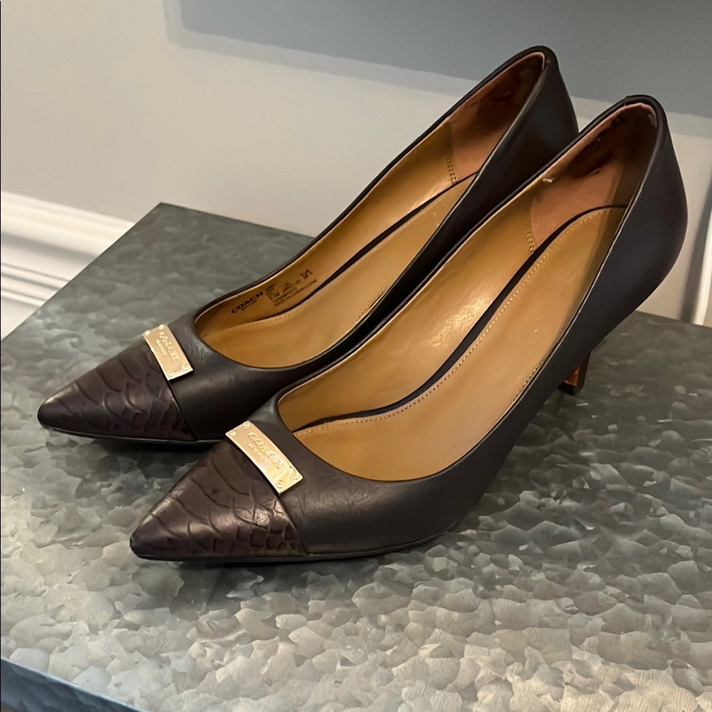 Elegant Coach  Brown Leather Women's Pumps